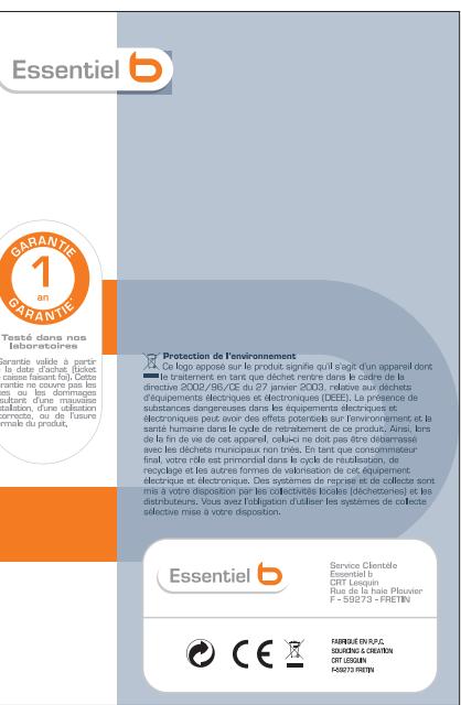 ESSENTIELB ECSB 1300C - GUIDE De depannage - 1