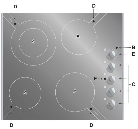 SCHOLTES TM 6321 - Descrizione del piano di cottura - 1