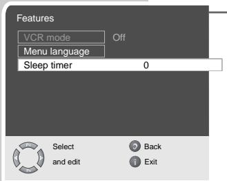 GRUNDIG APOLLO 42 PW 110-7605 TOP - Entering the switch-off time for the sleep timer - 1