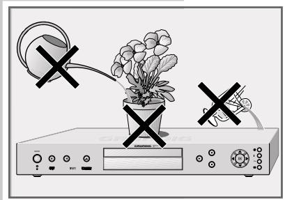 Illustration of a portable electronic device with a potted plant and two crossed X marks, no text or symbols present.