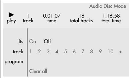 GRUNDIG F.A. PLANAVISION PW 110-8110/9 DOLBY - Information in the »Audio Disc Mode« menu - 1