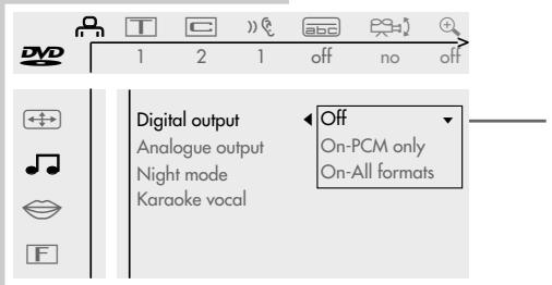 GRUNDIG F.A. PLANAVISION PW 110-8110/9 DOLBY - Adapting the digital outputs of the DVD player to an external audio device - 1