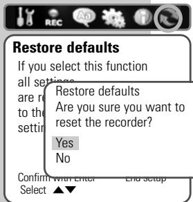 GRUNDIG GDR 6460 VCR DVD OPTAGER - Resetting the DVD/VCR recorder to its original condition - 1