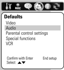 GRUNDIG GDR 6460 VCR DVD OPTAGER - Selecting sound settings - 1