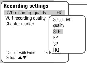 GRUNDIG GDR 6460 VCR SILVER - Selecting recording quality for VCR recordings - 1