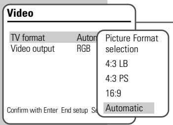 GRUNDIG GDR 6460 VCR SILVER - Selecting the screen format of your television set - 1