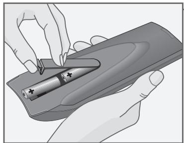 GRUNDIG LIVANCE GDP 3100 - Inserting batteries in the remote control - 1