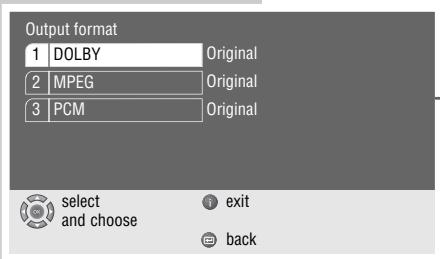 GRUNDIG LIVANCE GDP 3200 - Selecting audio signal types for the digital output - 1