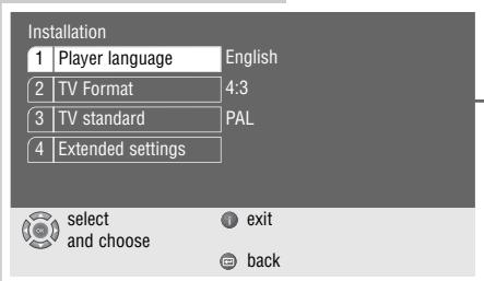 GRUNDIG LIVANCE GDP 3200 - Settings in the «Player menu« menu - 1