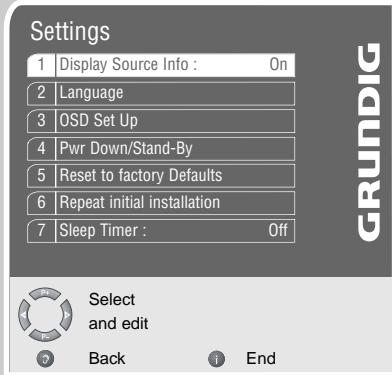 GRUNDIG PLANAVISION 42 PXW 110-8620 DOLBY - Displaying and concealing information on the channel position - 1