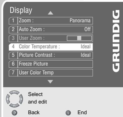 GRUNDIG PLANAVISION 42 PXW 110-8620 DOLBY - Setting the colour temperature - 1