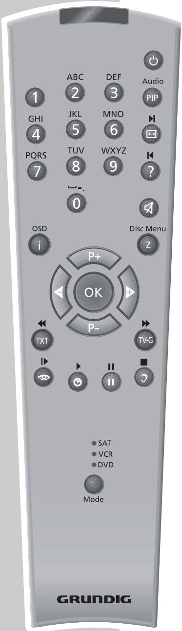 GRUNDIG PLANAVISION 50 PXW 130-8620 DOLBY - Displaying/concealing the clock - 1