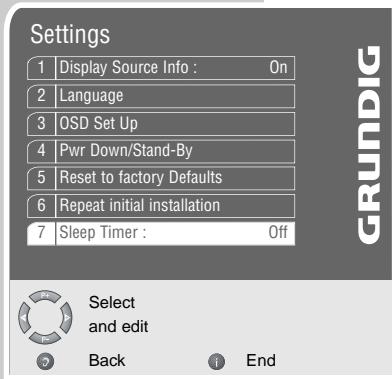 GRUNDIG PLANAVISION 50 PXW 130-8620 DOLBY - Entering the switch-off time - 1