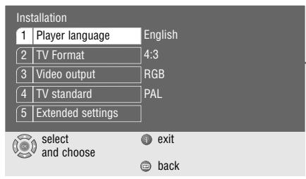GRUNDIG XENARO GDP 5100 - Settings in the »Player menu« menu - 1