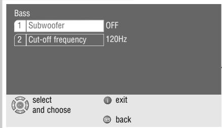 GRUNDIG XENARO GDP 5120 - Bass settings for the loudspeakers - 2