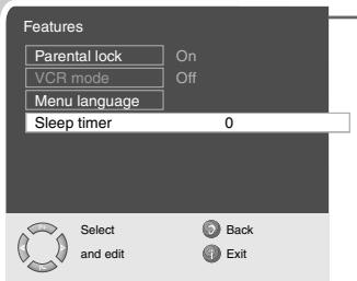 GRUNDIG XEPHIA 42 PW 110-5501 TOP - Entering the switch-off time for the sleep timer - 1