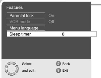 GRUNDIG XEPHIA 42 PW 110-5510 TOP - Entering the switch-off time for the sleep timer - 1