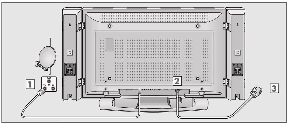 GRUNDIG XEPHIA 42 PW 110-5510 TOP - Connecting the antenna and the mains cable - 1