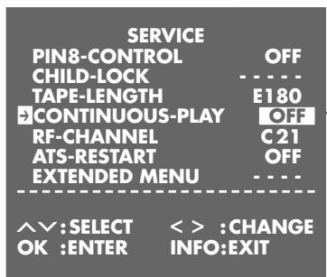GRUNDIG XERIA GV 6263 HIFI - Deactivating continuous playback - 1