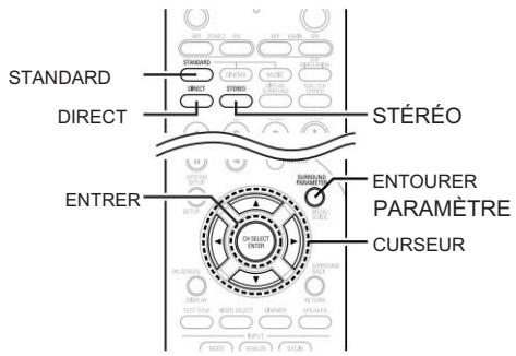 STANDARD DIRECT ENTRER STÉRÉO ENTOURER PARAMÈTRE CURSEUR