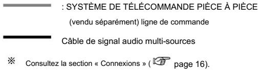 : SYSTÈME DE TÉLÉCOMMANDE PIÈCE À PIÈCE (vendu séparément) ligne de commande Câble de signal audio multi-sources ※ Consultez la section « Connexions » ( page 16).