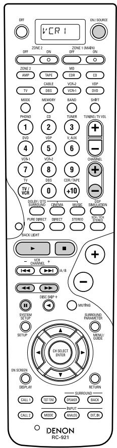 DENON AVR-3803 - Video deck (VCR-1/VCR-2) system buttons - 1