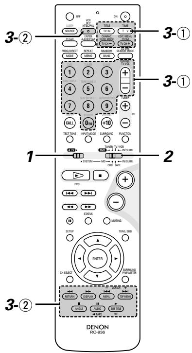 DENON D-M51DVS - Operating the TV/video deck after storing its remote control signals in the preset memory - 1
