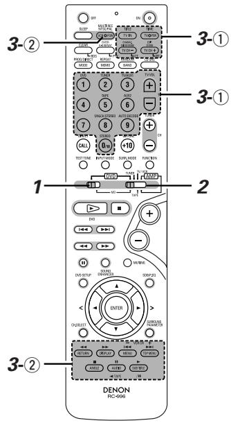 DENON DHT-M330DV - Operating the TV/video deck after storing its remote control signals in the preset memory - 1