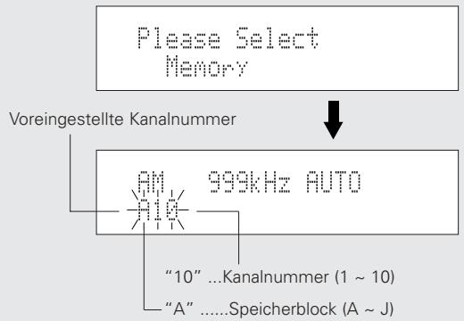 DENON TU-1500AE - Drehen Sie während der Anzeige des Menüs den TUNING/PRESET-Knopf, um “Memory” auszuwahlen, und drücken Sie anschließend den TUNING/PRESET-Knopf. - 1