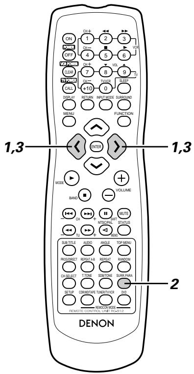DENON ADV-1000 - [2] Setting the parameters in the PLII CINEMA, PLII MUSIC and PRO LOGIC modes - 1