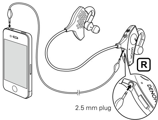 DENON AH-W200 - Listening to music using the audio cable - 1