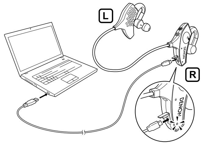 DENON AH-W200 - Charging the battery - 1