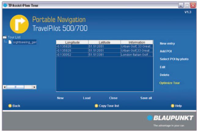 BLAUPUNKT TRAVELPILOT 500 - Step 7 - Optimising a tour - 1