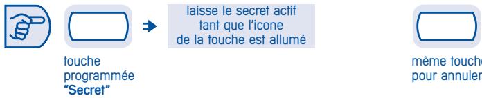 touche programmée "Secret" laisse le secret actif tant que l'icone de la touche est allumé même touche pour annuler