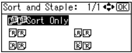 RICOH AFICIO MP 2500 - Select [Sort and Staple] using [▲] or [▼], and then press the [OK] key. - 2