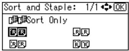 RICOH AFICIO MP 2500 - Select the staple position using the scroll keys, and then press the [OK] key. - 1