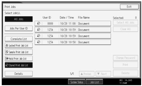RICOH AFICIO MP 7000 - Press [Stored Print Job List]. - 1