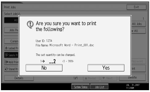 RICOH AFICIO MP 7000 - Enter the new number of sets using the number keys. - 1