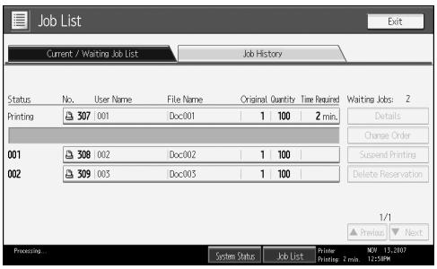 RICOH AFICIO MP 7000 - Checking Jobs in the Print Queue - 1