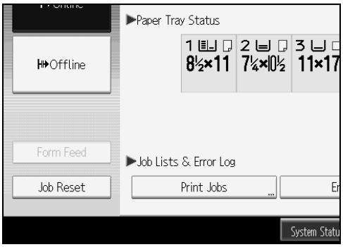 RICOH AFICIO MP 7000 - On the Printer screen, press [Print Jobs]. - 1