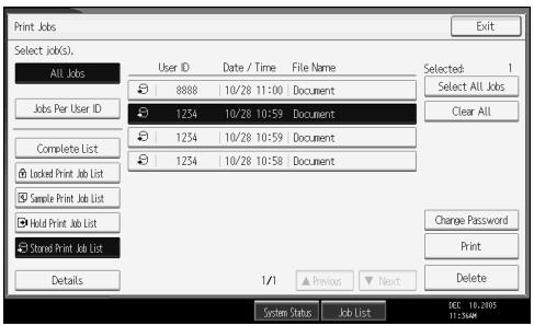 RICOH AFICIO MP 7000 - Select the file you want to print, and press [Print]. - 1