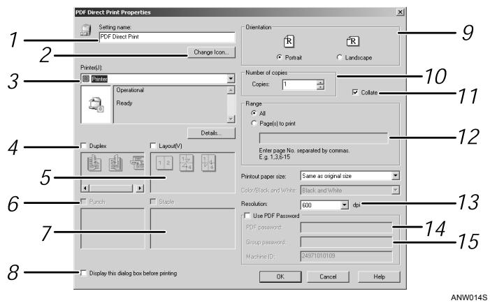 RICOH AFICIO MP 7000 - PDF Direct Print Properties - 1