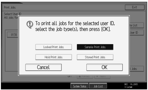 RICOH AFICIO MP 7000 - Select the desired print job type, and then press [OK]. - 1