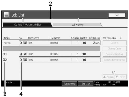 RICOH AFICIO MP 7000 - When [Job Order] is selected: - 1
