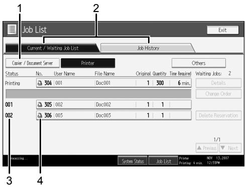 RICOH AFICIO MP 7000 - When [Job Order] is not selected: - 1