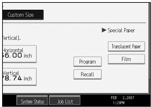 RICOH AFICIO MP W3600 - Recalling the registered custom size - 1