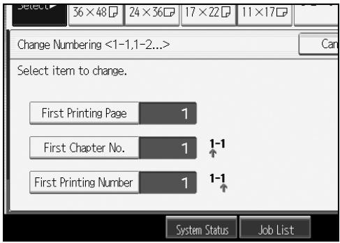 RICOH AFICIO MP W3600 - Specifying the first printing page and start number ("1-1,1-2..." - 1