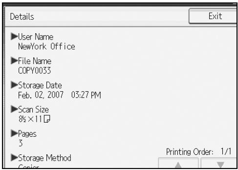 RICOH AFICIO MP W3600 - Checking the Details of a Stored Document - 2