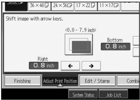 RICOH AFICIO MP W3600 - Use [ ] or [ ] to specify the horizontal position. - 1