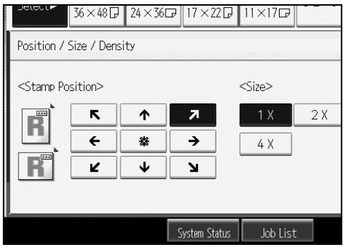 RICOH AFICIO MP W3600 - Changing the stamp position, size and density - 1
